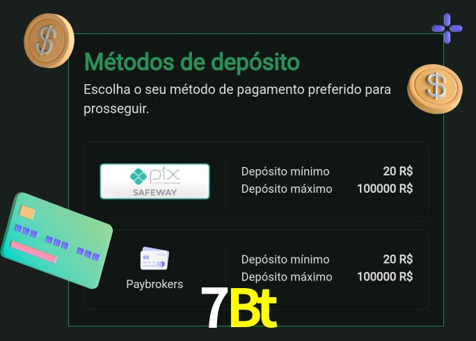 O cassino 7Bt oferece uma grande variedade de métodos de pagamento